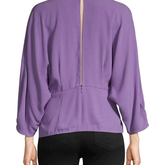 Diane Von Furstenberg Purple Crepe Wrap Blouse - Picture 2 of 8